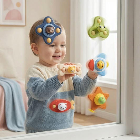 Montessori wirujący spinner z przyssawką – obrotowa zabawka edukacyjna