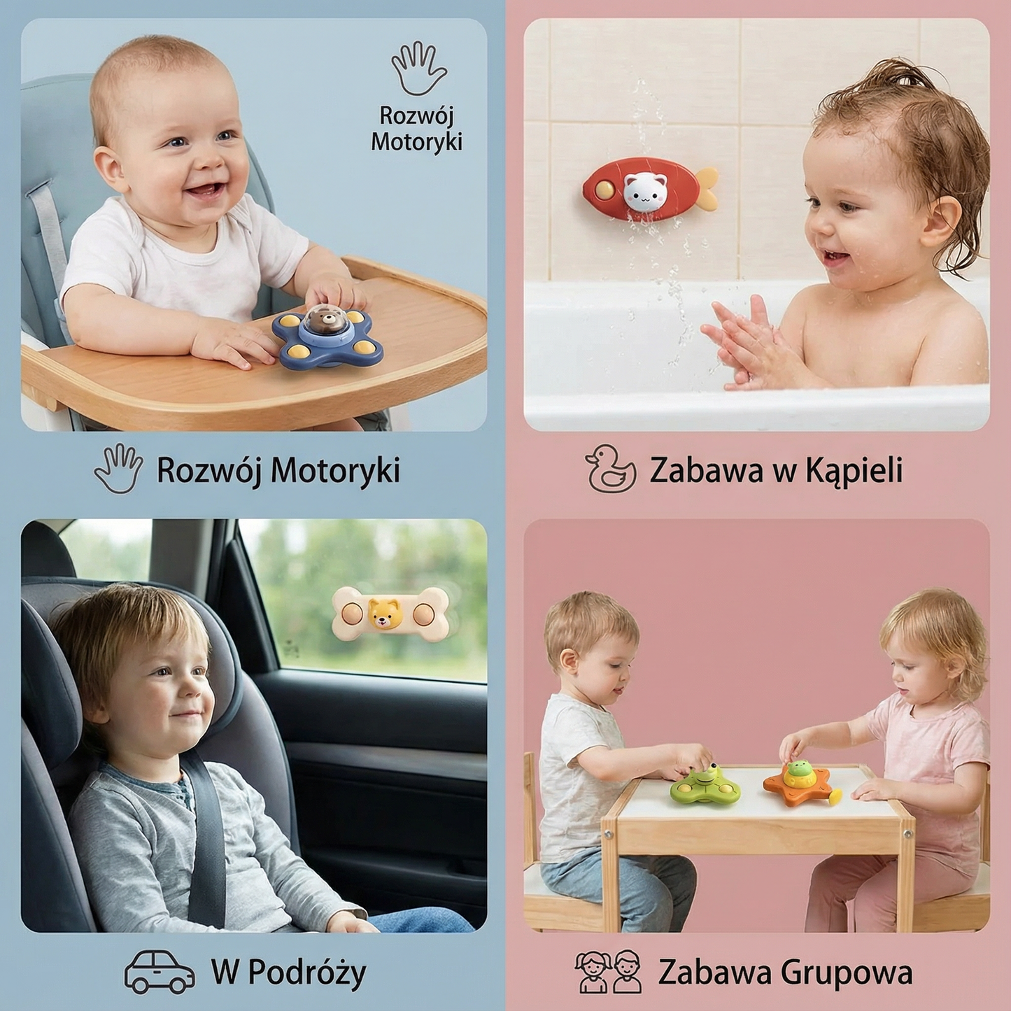 Montessori wirujący spinner z przyssawką – obrotowa zabawka edukacyjna