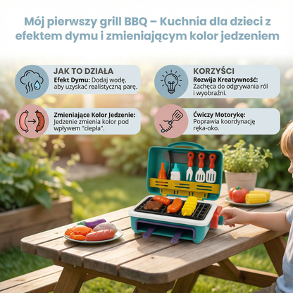 Mój pierwszy grill BBQ – Kuchnia dla dzieci z efektem dymu i zmieniającym kolor jedzeniem