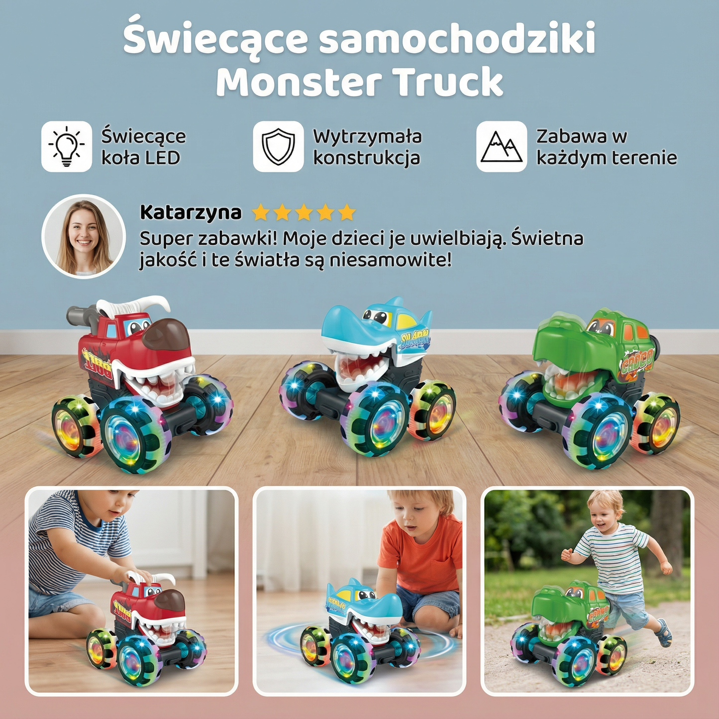 Świecące samochodziki Monster Truck