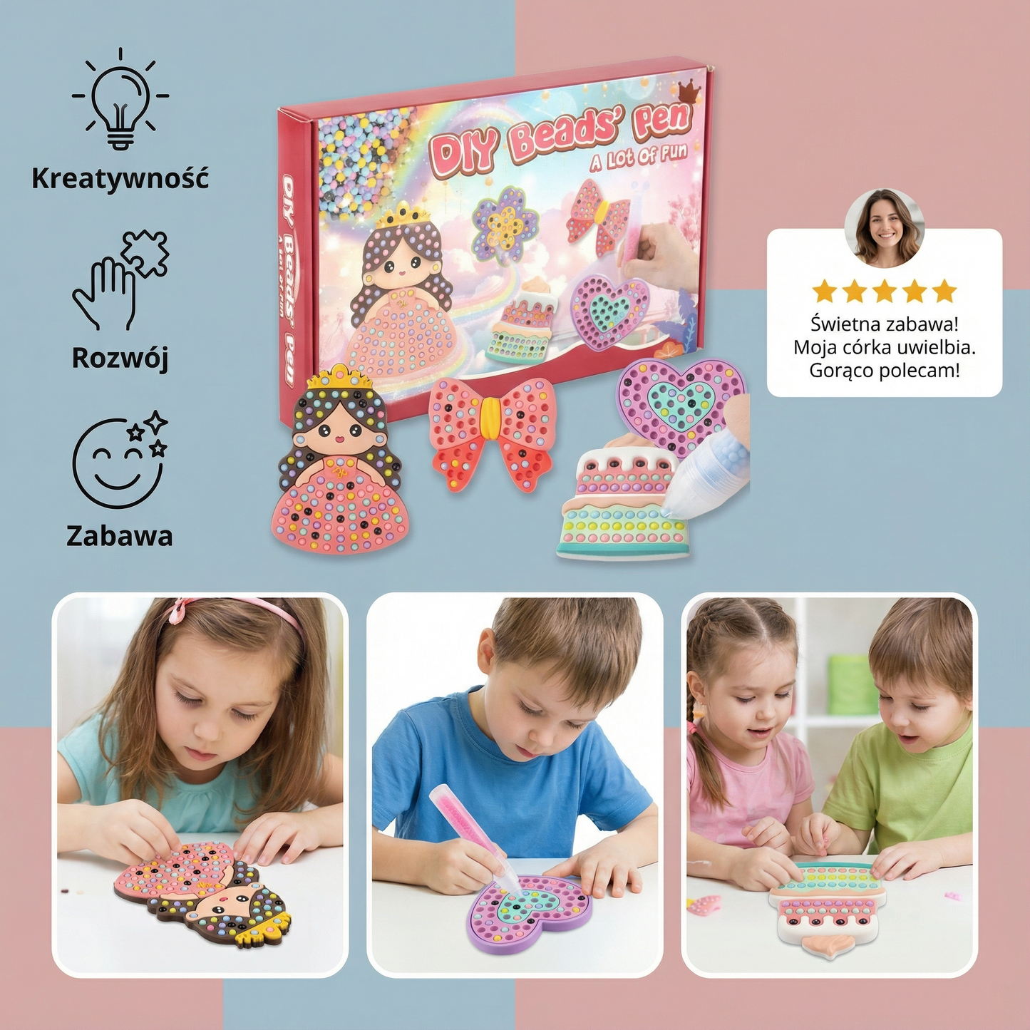 Czarodziejska malowanka koralikami – zestaw DIY dla dzieci