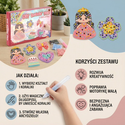 Czarodziejska malowanka koralikami – zestaw DIY dla dzieci