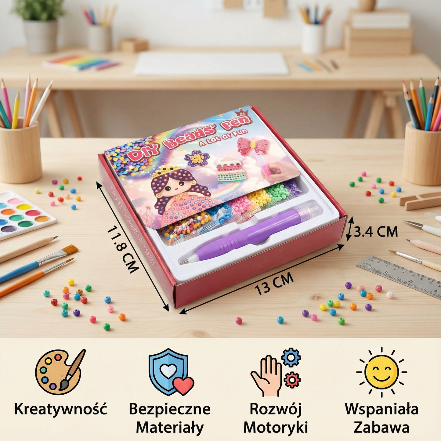 Czarodziejska malowanka koralikami – zestaw DIY dla dzieci