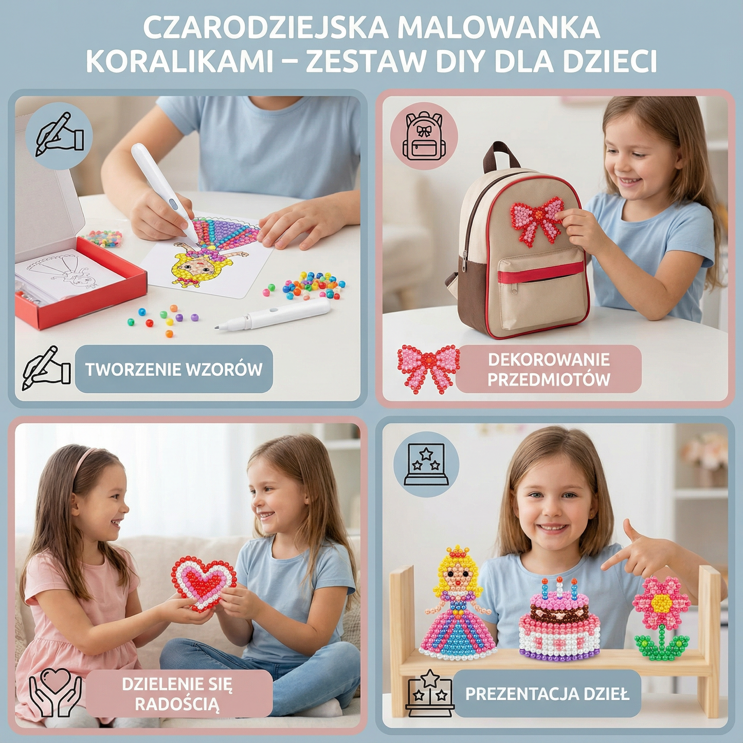 Czarodziejska malowanka koralikami – zestaw DIY dla dzieci