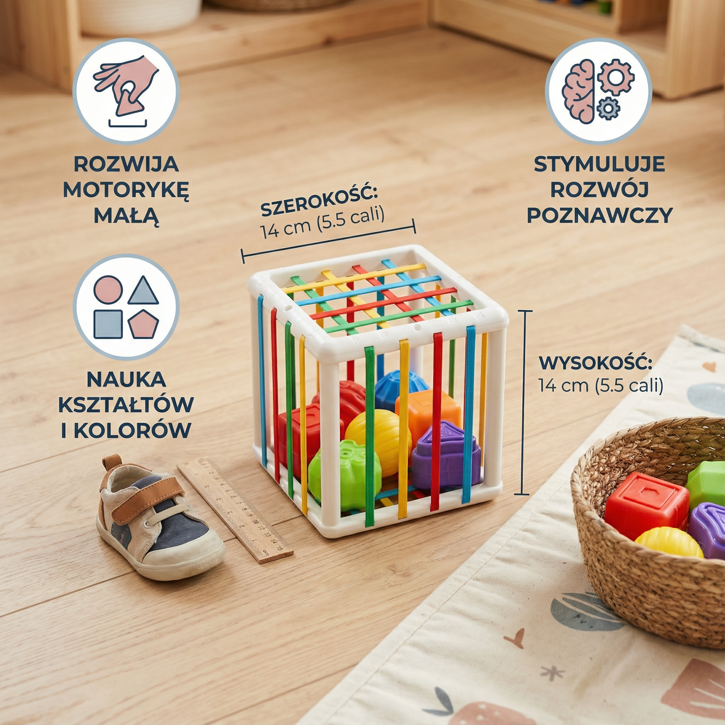 Montessori pudełko kształtów – gra sortująca i motoryczna