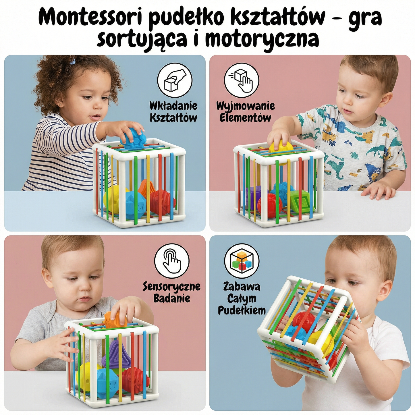 Montessori pudełko kształtów – gra sortująca i motoryczna
