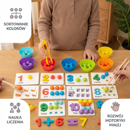 Montessori – zestaw kul do sortowania według liczb i kolorów do nauki liczenia