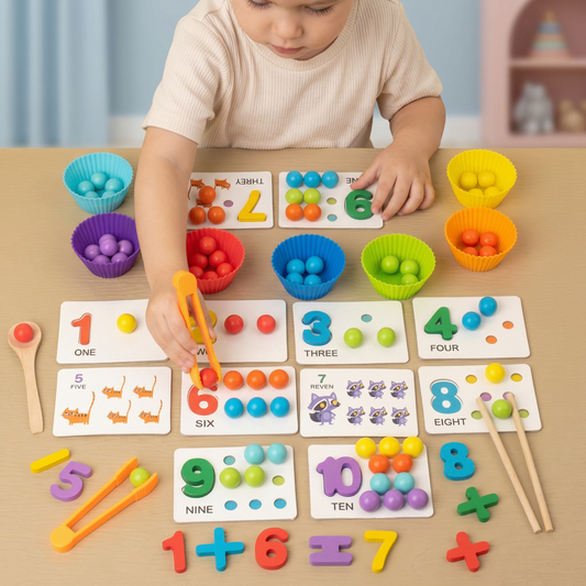 Montessori – zestaw kul do sortowania według liczb i kolorów do nauki liczenia