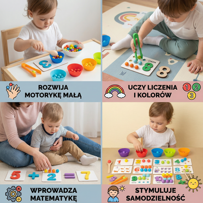 Montessori – zestaw kul do sortowania według liczb i kolorów do nauki liczenia