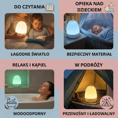 Silikonowa lampka nocna LED w kształcie jajka