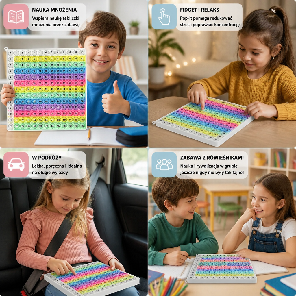 Rainbow Pop Math – Zabawka Edukacyjna Do Nauki Mnożenia Z Efektem Fidget