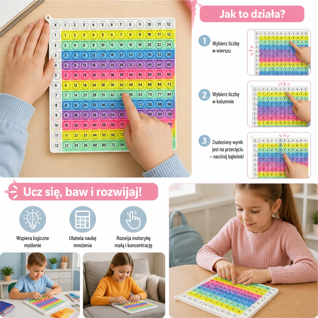 Rainbow Pop Math – Zabawka Edukacyjna Do Nauki Mnożenia Z Efektem Fidget